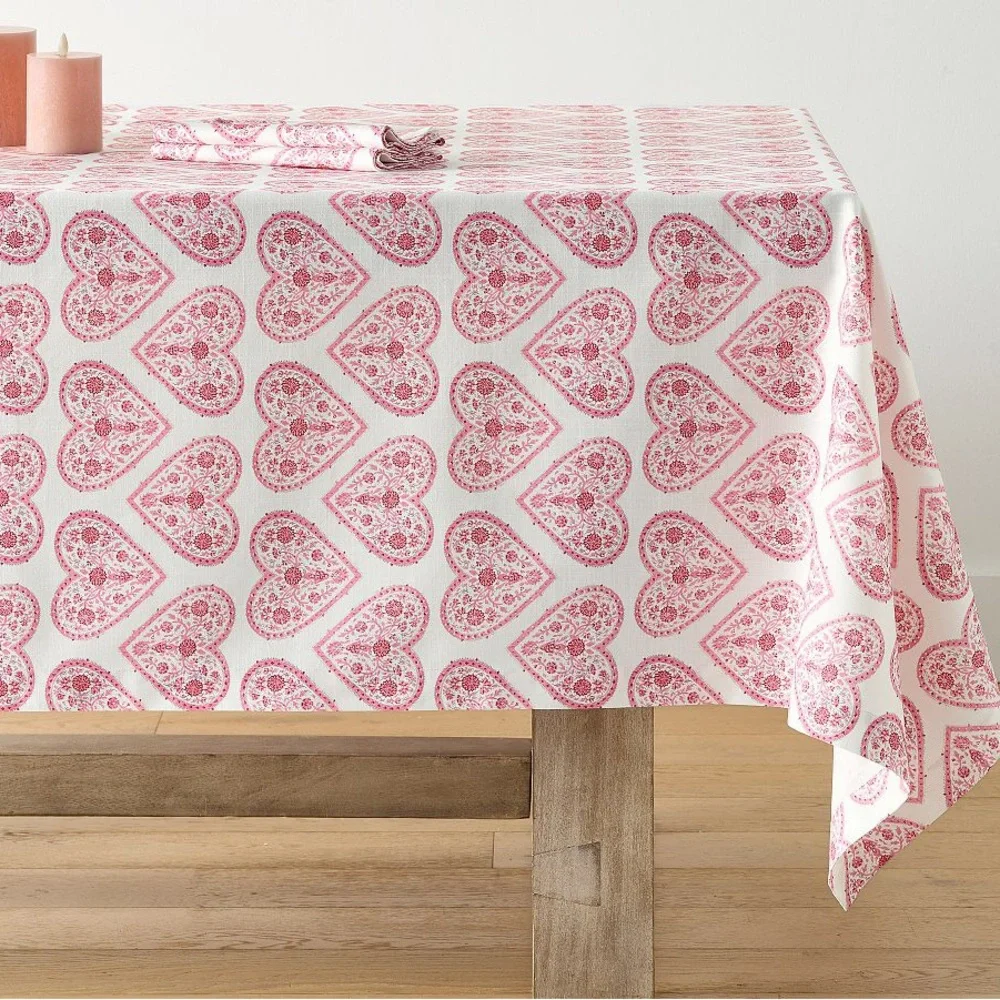 Pottery Barn Heart Organic Cotton Tablecloth